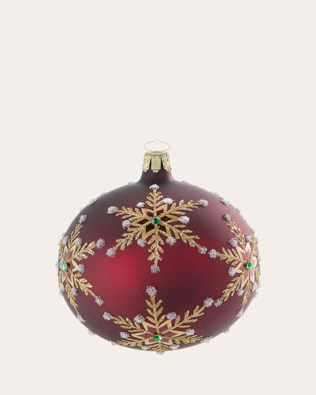 Snowflakes Dark Red Ball Ornament